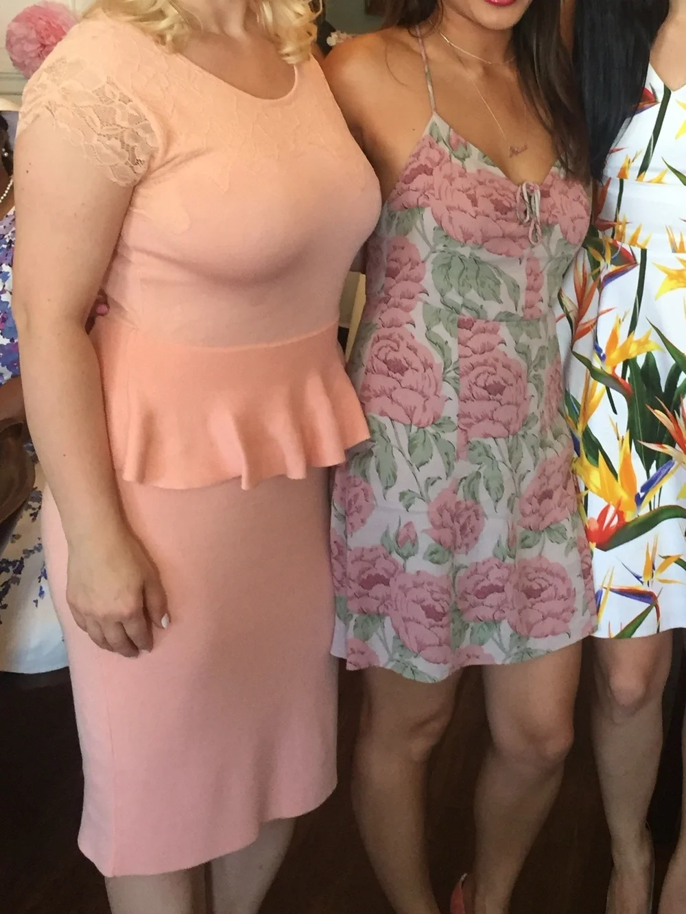 eva mendes for New York & Company Peach Lace-Peplum Midi Dress